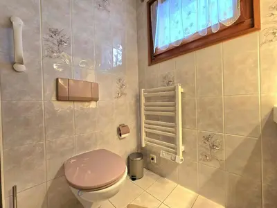 Ein Badezimmer in der Unterkunft Appartement Tsandelanne avec terrasse panoramique, Val d'Hérens