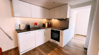 Küche/Küchenzeile in der Unterkunft The Timber Apartment in Brienz