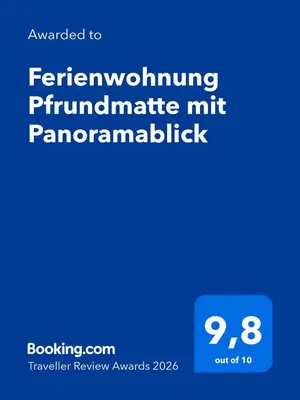 Ein Zertifikat, Auszeichnung, Logo oder anderes Dokument, das in der Unterkunft Ferienwohnung Pfrundmatte mit Panoramablick ausgestellt ist
