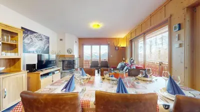 TV/Unterhaltungsangebot in der Unterkunft Hauts de Veysonnaz HV1 010 - SAUNA apartment 6 per