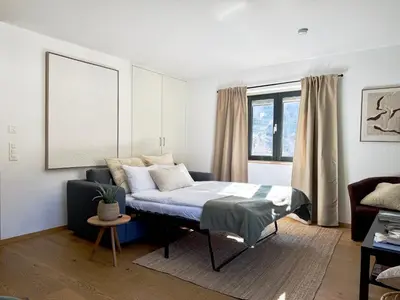 Ein Bett oder Betten in einem Zimmer der Unterkunft Casita3922, Tor zu Zermatt, Saas-Fee und Visp, Work and Chill Apartement - Nähe Lonza, Free Parking