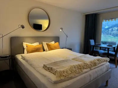 Ein Bett oder Betten in einem Zimmer der Unterkunft Zentrumsnahe Wohnung mit Blick