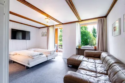 Ein Bett oder Betten in einem Zimmer der Unterkunft Balcony and Terrace with View and 15min to Interlaken