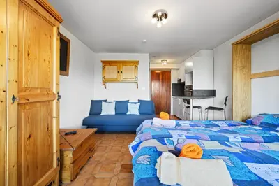 Ein Bett oder Betten in einem Zimmer der Unterkunft Arnica 2 - 2 pers - piscine