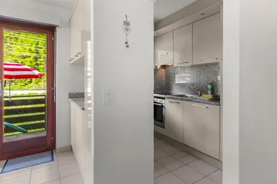 Küche/Küchenzeile in der Unterkunft Vue, 2 terrasses & parking privé - Saas-Grund