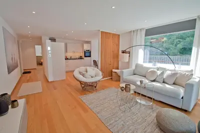 Ein Sitzbereich in der Unterkunft Chalet Sunnustrahl