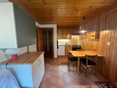 Küche/Küchenzeile in der Unterkunft Appartement avec jardin au coeur de la nature