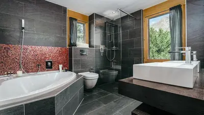 Ein Badezimmer in der Unterkunft CHALET MOUTON a 4-Bedroom Alpine Chic Escape in Saas-Fee