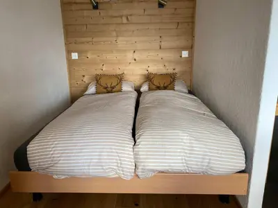 Ein Bett oder Betten in einem Zimmer der Unterkunft Modern studio in Veysonnaz close to ski departure