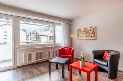 Ein Sitzbereich in der Unterkunft Center Studio Zermatt by Inspiring places Zermatt