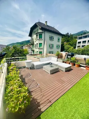 Ein allgemeiner Bergblick oder ein Berglick von der Ferienwohnung aus