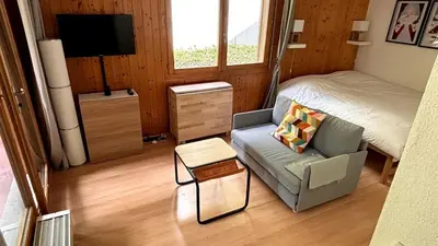 Ein Bett oder Betten in einem Zimmer der Unterkunft Studio Cosy à proximité immédiate des télécabines