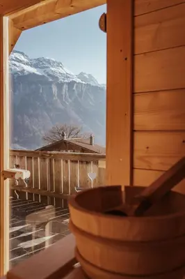 Ein allgemeiner Bergblick oder ein Berglick von der Ferienwohnung aus
