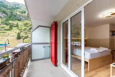 Ein Bett oder Betten in einem Zimmer der Unterkunft Exclusives Studio bei der Bergbahn by Inspiringplaces Zermatt