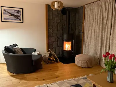 Ein Sitzbereich in der Unterkunft Allalin View