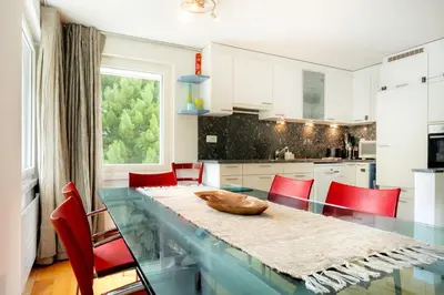 Küche/Küchenzeile in der Unterkunft AnDerBlick Apartment