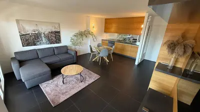 Küche/Küchenzeile in der Unterkunft Charmant appartement au centre de Montana