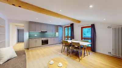 Küche/Küchenzeile in der Unterkunft Chalet de l'Ours AUTHENTIC Appart Chambésy 6 pers