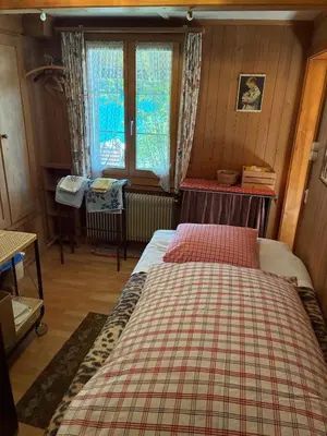 Ein Bett oder Betten in einem Zimmer der Unterkunft Gemütliche und rustikale Ferienwohnung