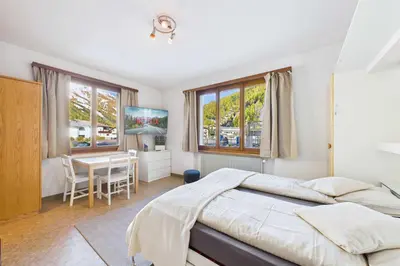 Ein Bett oder Betten in einem Zimmer der Unterkunft Studio in Saas-Grund quiet and centrally located