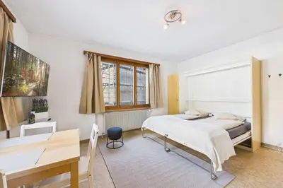Ein Bett oder Betten in einem Zimmer der Unterkunft Studio in Saas-Grund quiet and centrally located