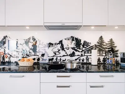 Küche/Küchenzeile in der Unterkunft Apartment Mönch in See- und Bergnähe, modern, mit Balkon, 4 Gäste