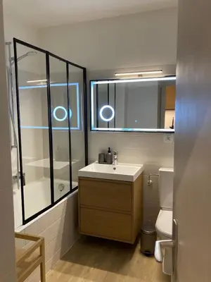 Ein Badezimmer in der Unterkunft Cozy studio Leukerbad!
