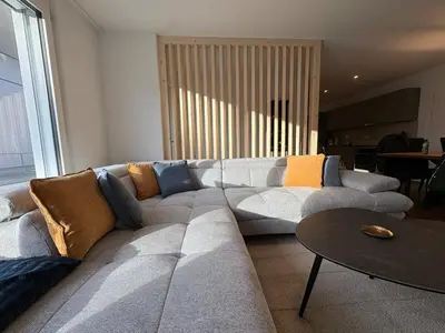 Ein Sitzbereich in der Unterkunft Alpine Loft