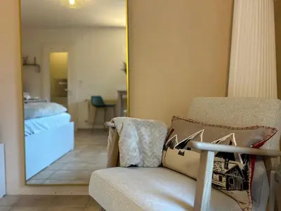 Ein Bett oder Betten in einem Zimmer der Unterkunft Studio Salute - cosy et confort pour 2 personnes