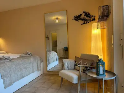 Ein Bett oder Betten in einem Zimmer der Unterkunft Studio Salute - cosy et confort pour 2 personnes