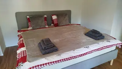 Ein Bett oder Betten in einem Zimmer der Unterkunft Frutigen 20 nach Interlaken