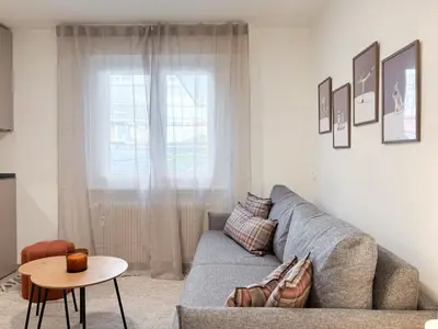 Ein Sitzbereich in der Unterkunft Studio in central Crans-Montana