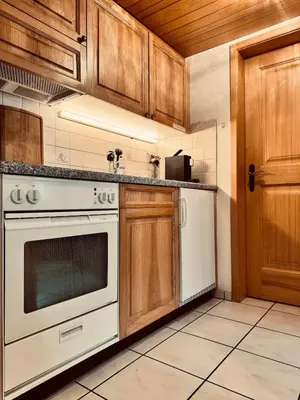 Küche/Küchenzeile in der Unterkunft Gemütliches Apartment Rosa an der Langlaufloipe