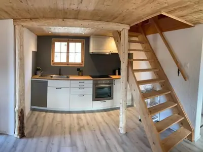 Küche/Küchenzeile in der Unterkunft Holiday Home Chalet Felsli by Interhome