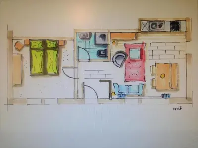 Grundriss der Unterkunft Apartment Asterix 2 Bett Wohnung by Interhome