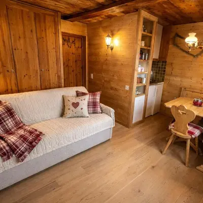 Ein Sitzbereich in der Unterkunft Chalet Le Petit Nid - Crans Montana