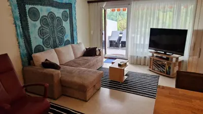 Ein Sitzbereich in der Unterkunft Lärchenwald 304, Gemütlich, renoviert, tolle Aussicht
