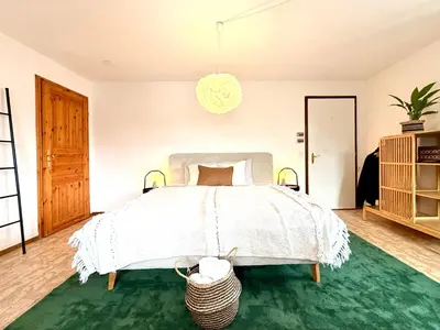 Ein Bett oder Betten in einem Zimmer der Unterkunft Studio Lake View Faulensee