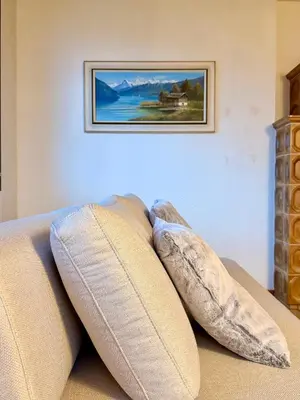 Ein Sitzbereich in der Unterkunft Studio Lake View Faulensee
