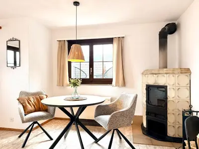 Ein Sitzbereich in der Unterkunft Studio Lake View Faulensee