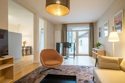 Ein Sitzbereich in der Unterkunft Apartment Harderstrasse