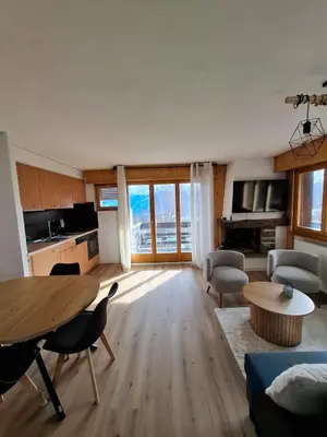 Ein Sitzbereich in der Unterkunft The Edelweiss - Cozy apartment in Anzère