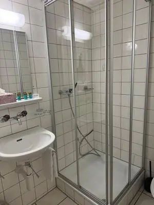 Ein Badezimmer in der Unterkunft Hotel Lötschberg