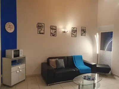 Ein Sitzbereich in der Unterkunft Haus Artemis