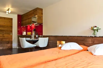 Ein Bett oder Betten in einem Zimmer der Unterkunft Studio Castor Zermatt