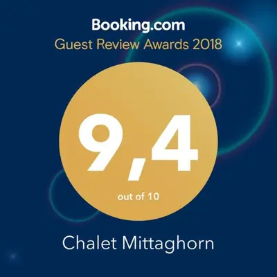 Ein Zertifikat, Auszeichnung, Logo oder anderes Dokument, das in der Unterkunft Chalet Mittaghorn ausgestellt ist