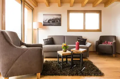 Ein Sitzbereich in der Unterkunft Berghotel Chäserstatt