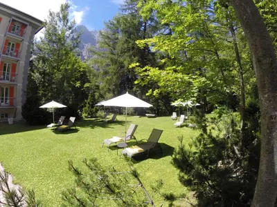 Ein Garten an der Unterkunft Résidence Les Sources des Alpes
