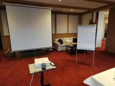 Der Geschäftsbereich oder Konferenzraum in der Unterkunft Hôtel Chalet Royal