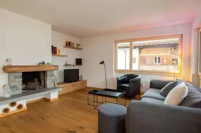 Ein Sitzbereich in der Unterkunft Ferienwohnung Titschermatte